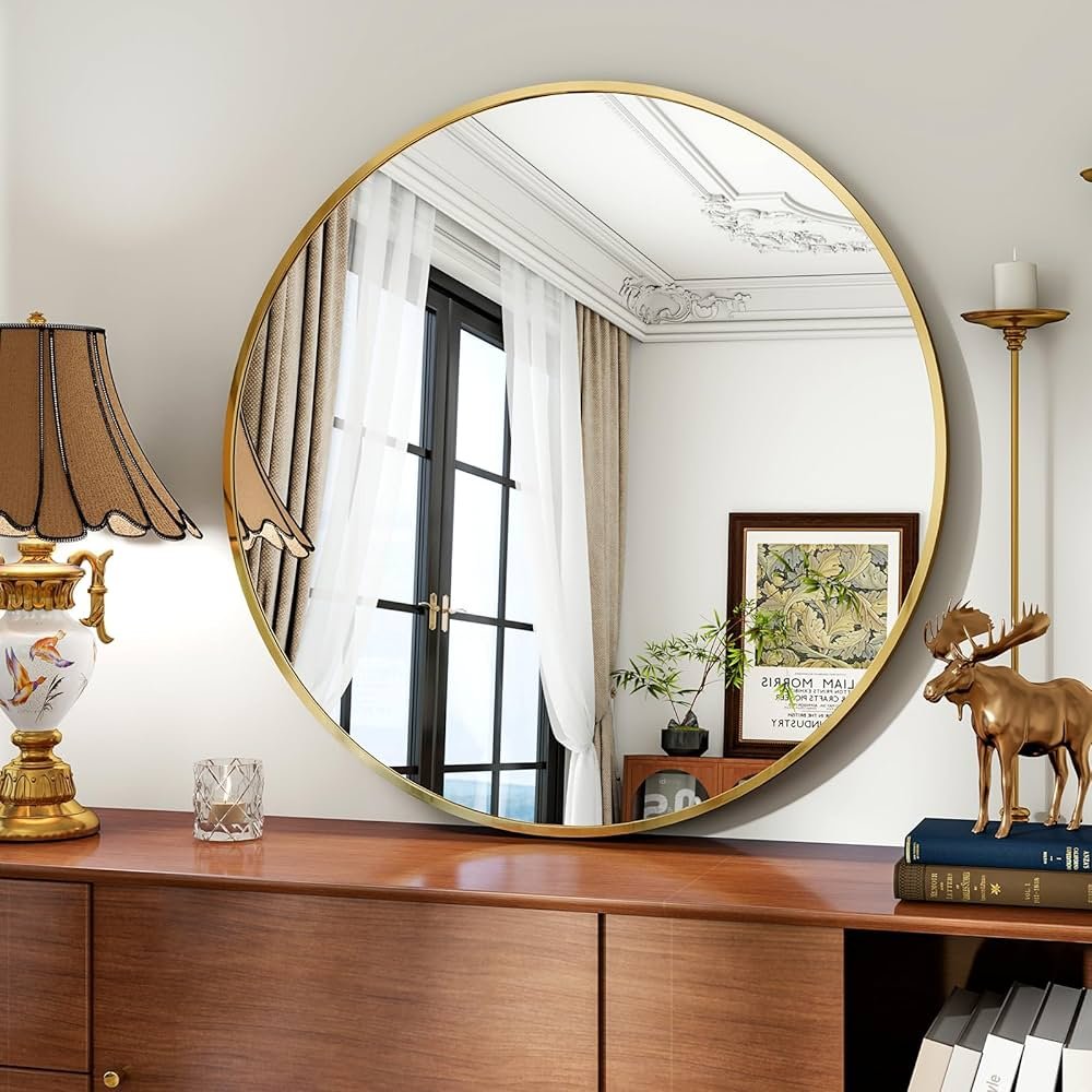 Miroir Doré Contour Géométrique
