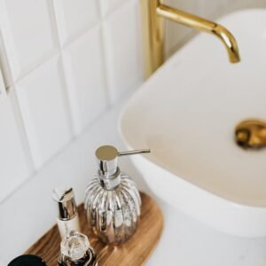Set Accessoires Bain — 4 pièces Blanc & Or